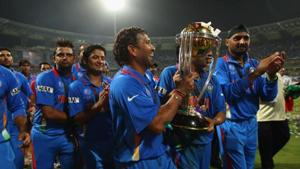 Representative image: Sachin Tendulkar lifts the ICC World Cup 2011 trophy at the Wankhede Stadium.(Getty Images) Representative image: Sachin Tendulkar lifts the ICC World Cup 2011 trophy at the Wankhede Stadium.(Getty Images)