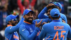 File image of players of Indian cricket team celebrating after the fall of a wicket.(AFP) File image of players of Indian cricket team celebrating after the fall of a wicket.(AFP)