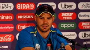 South Africa's Aiden Markram addresses media representatives during a press conference.(AFP) South Africa's Aiden Markram addresses media representatives during a press conference.(AFP)