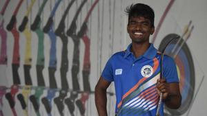 Archer Parveen seen at training session at Nehru Stadium.(Vipin Kumar/HT PHOTO) Archer Parveen seen at training session at Nehru Stadium.(Vipin Kumar/HT PHOTO)