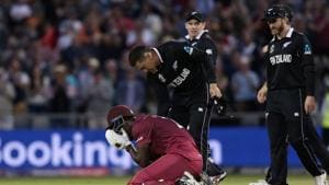 West Indies' Carlos Brathwaite looks dejected after losing his wicket and the match.(Action Images via Reuters)