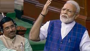 PM Modi said he didn’t like making this point but was forced by Congress leaders who repeatedly accuse him of cornering credit.(PTI) PM Modi said he didn’t like making this point but was forced by Congress leaders who repeatedly accuse him of cornering credit.(PTI)