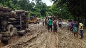 The 1 minute 27-second song ‘Road Banao NHAI’ by Daniel Langthasa, a Congress member of the Dima Hasao Autonomous Council in Assam, highlights the condition of the 25-km stretch on NH54 between Jatinga and Harangajao.(Representative Image/AFP File Photo) The 1 minute 27-second song ‘Road Banao NHAI’ by Daniel Langthasa, a Congress member of the Dima Hasao Autonomous Council in Assam, highlights the condition of the 25-km stretch on NH54 between Jatinga and Harangajao.(Representative Image/AFP File Photo)
