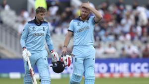 England's Jonny Bairstow, right, and Joe Root walk for a drinks break)(AP) England's Jonny Bairstow, right, and Joe Root walk for a drinks break)(AP)