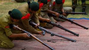 Aspirants participate in the National Cadet Corps (NCC) trials during Delhi University admissions under the Extra Curricular Activities (ECA) quota, at Ram Lal Anand College, in New Delhi, India, on Tuesday(Amal KS/HT PHOTO) Aspirants participate in the National Cadet Corps (NCC) trials during Delhi University admissions under the Extra Curricular Activities (ECA) quota, at Ram Lal Anand College, in New Delhi, India, on Tuesday(Amal KS/HT PHOTO)