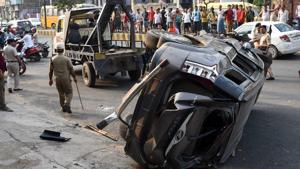 Three children killed and one injured after being run down by SUV in Patna on Wednesday(ANI Photo) Three children killed and one injured after being run down by SUV in Patna on Wednesday(ANI Photo)