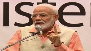 Addressing the Indian community in Kobe, Prime Minister Modi said Japan has played an important role in India’s economic development. (Photo@BJP4India) Addressing the Indian community in Kobe, Prime Minister Modi said Japan has played an important role in India’s economic development. (Photo@BJP4India)