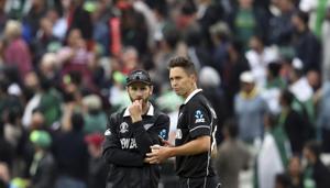 New Zealand's captain Kane Williamson, left, discusses with bowler Trent Boult(AP) New Zealand's captain Kane Williamson, left, discusses with bowler Trent Boult(AP)