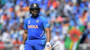 The verdict left Rohit Sharma flabbergasted as he walked off shaking his head.(AFP) The verdict left Rohit Sharma flabbergasted as he walked off shaking his head.(AFP)