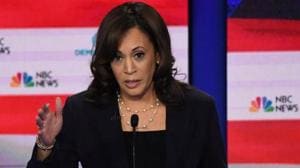 Democratic presidential hopeful US Senator for California Kamala Harris, whose father is black and mother Indian, went on to say she was among those who was bused, the practice of transporting students to schools outside their residential districts to end racial segregation in the 1970s and 80s.(AFP PHOTO.)