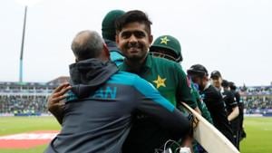 Pakistan's Babar Azam celebrates after a World Cup match(Action Images via Reuters) Pakistan's Babar Azam celebrates after a World Cup match(Action Images via Reuters)