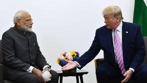India's Prime Minister Narendra Modi (L) attends a meeting with US President Donald Trump during the G20 Osaka Summit in Osaka on June 28, 2019.(AFP) India's Prime Minister Narendra Modi (L) attends a meeting with US President Donald Trump during the G20 Osaka Summit in Osaka on June 28, 2019.(AFP)
