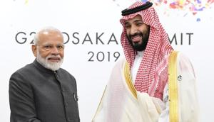 PM Narendra Modi meeting the Crown Prince, Vice President of the Council of Ministers of Defence of the Kingdom of Saudi Arabia, Mohammed bin Salman , at the G-20 Summit in Osaka.(ANI) PM Narendra Modi meeting the Crown Prince, Vice President of the Council of Ministers of Defence of the Kingdom of Saudi Arabia, Mohammed bin Salman , at the G-20 Summit in Osaka.(ANI)