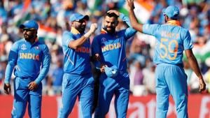 Cricket - ICC Cricket World Cup - West Indies v India - Old Trafford, Manchester, Britain - June 27, 2019 India's Virat Kohli celebrates with team mates after the match Action Images via Reuters/Lee Smith(Action Images via Reuters) Cricket - ICC Cricket World Cup - West Indies v India - Old Trafford, Manchester, Britain - June 27, 2019 India's Virat Kohli celebrates with team mates after the match Action Images via Reuters/Lee Smith(Action Images via Reuters)