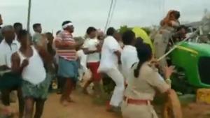A video taken on a mobile phone by one of the forest guards showed that Krishna Rao was wielding a stick and attacking the forest staff.(Screengrab ANI .) A video taken on a mobile phone by one of the forest guards showed that Krishna Rao was wielding a stick and attacking the forest staff.(Screengrab ANI .)