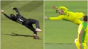 Martin Guptill and Steve Smith take outstanding catches during ICC World Cup match between Australia and New Zealand.(Screen Grab) Martin Guptill and Steve Smith take outstanding catches during ICC World Cup match between Australia and New Zealand.(Screen Grab)