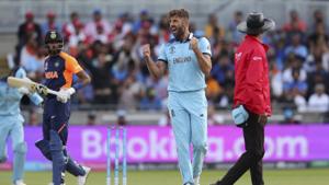 India vs England, World Cup 2019: Liam Plunkett celebrates(AP) India vs England, World Cup 2019: Liam Plunkett celebrates(AP)
