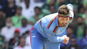 Afghanistan's Hamid Hassan bowls during the Cricket World Cup match.(AP) Afghanistan's Hamid Hassan bowls during the Cricket World Cup match.(AP)