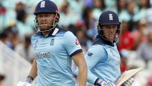 Jason Roy and Jonny Bairstow in action during the ICC World Cup 2019 encounter between India and England.(ANI) Jason Roy and Jonny Bairstow in action during the ICC World Cup 2019 encounter between India and England.(ANI)