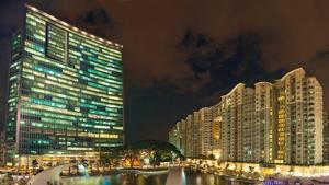 Purva Venezia in Bengaluru has a waterway and arching bridges modelled on Venice, Italy.(Aalok Soni / HT Photo) Purva Venezia in Bengaluru has a waterway and arching bridges modelled on Venice, Italy.(Aalok Soni / HT Photo)