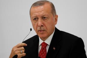 Turkey's President Tayyip Erdogan holds a news conference on the final day of the G20 leaders summit in Osaka.(Reuters) Turkey's President Tayyip Erdogan holds a news conference on the final day of the G20 leaders summit in Osaka.(Reuters)