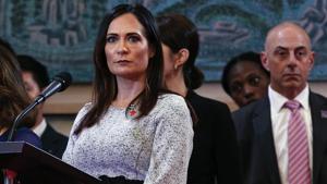 White House press secretary Stephanie Grisham at a news conference by President Donald Trump and South Korean President Moon Jae-in at Blue House in Seoul, South Korea on Sunday.(AP Photo) White House press secretary Stephanie Grisham at a news conference by President Donald Trump and South Korean President Moon Jae-in at Blue House in Seoul, South Korea on Sunday.(AP Photo)