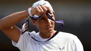 Spain's Rafael Nadal during a practice session.(REUTERS) Spain's Rafael Nadal during a practice session.(REUTERS)