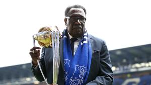 Former West Indies captain Clive Lloyd poses with the Cricket World Cup Trophy.(Getty Images) Former West Indies captain Clive Lloyd poses with the Cricket World Cup Trophy.(Getty Images)