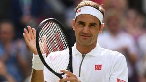 Switzerland's Roger Federer celebrates after beating South Africa's Lloyd Harris.(AFP) Switzerland's Roger Federer celebrates after beating South Africa's Lloyd Harris.(AFP)