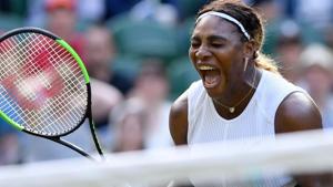 Serena Williams reacts during her women's singles first round match.(AFP) Serena Williams reacts during her women's singles first round match.(AFP)