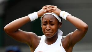 Cori Gauff of the U.S. celebrates winning her first round match against Venus Williams of the U.S.(REUTERS) Cori Gauff of the U.S. celebrates winning her first round match against Venus Williams of the U.S.(REUTERS)