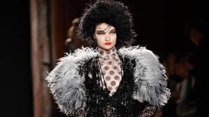 A model presents a creation by Julien Fournie during the Women's Fall-Winter 2019/2020 Haute Couture collection fashion show in Paris, on July 2, 2019. (Photo by FRANCOIS GUILLOT / AFP)(AFP) A model presents a creation by Julien Fournie during the Women's Fall-Winter 2019/2020 Haute Couture collection fashion show in Paris, on July 2, 2019. (Photo by FRANCOIS GUILLOT / AFP)(AFP)