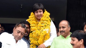 In a video that went viral on June 26, Akash was seen hitting an Indore Municipal Corporation official leading a team to demolish the house of a BJP worker.(ANI photo) In a video that went viral on June 26, Akash was seen hitting an Indore Municipal Corporation official leading a team to demolish the house of a BJP worker.(ANI photo)