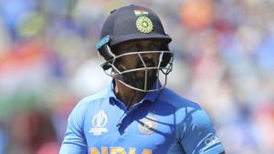 India's Kedar Jadhav leaves the field after being dismissed.(AP) India's Kedar Jadhav leaves the field after being dismissed.(AP)