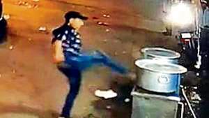 The suspect was also spotted vandalising the eatery in the video.(Sourced) The suspect was also spotted vandalising the eatery in the video.(Sourced)