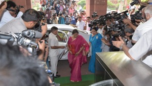 Union Finance Minister Nirmala Sitharaman arrives at Parliament House to present the Union Budget in New Delhi on Friday.(Mohd Zakir/HT Photo) Union Finance Minister Nirmala Sitharaman arrives at Parliament House to present the Union Budget in New Delhi on Friday.(Mohd Zakir/HT Photo)
