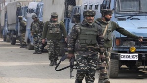 The forces retaliated, ensuing in an encounter in which one terrorist was killed, the official said, adding the body was recovered along with arms and ammunition.(HT Photo) The forces retaliated, ensuing in an encounter in which one terrorist was killed, the official said, adding the body was recovered along with arms and ammunition.(HT Photo)