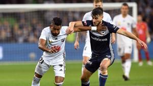 Roy Krishna (L) is tackled by Melbourne Victory player Terry Antonis (R) in the A-League elimination finals football match between Australia's Melbourne Victory and New Zealand's Wellington Phoenix in Melbourne on May 3, 2019.(AFP) Roy Krishna (L) is tackled by Melbourne Victory player Terry Antonis (R) in the A-League elimination finals football match between Australia's Melbourne Victory and New Zealand's Wellington Phoenix in Melbourne on May 3, 2019.(AFP)