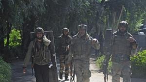 A police spokesperson said a cordon and search operation was launched by police and security forces in Batpora-Narwani area of Imam Sahib in Shopian on a credible input about the presence of militants.(Waseem Andrabi/ HT FILE PHOTO) A police spokesperson said a cordon and search operation was launched by police and security forces in Batpora-Narwani area of Imam Sahib in Shopian on a credible input about the presence of militants.(Waseem Andrabi/ HT FILE PHOTO)