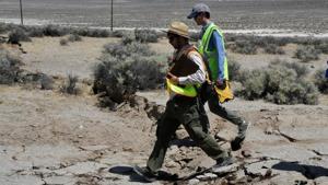 U.S. Geological Survey technicians examine cracks along State Route 178 after an earthquake near Ridgecrest, California, U.S. July 6, 2019. Image used for representational purpose only.(REUTERS) U.S. Geological Survey technicians examine cracks along State Route 178 after an earthquake near Ridgecrest, California, U.S. July 6, 2019. Image used for representational purpose only.(REUTERS)