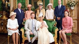 This official handout Christening photograph released by the Duke and Duchess of Sussex shows Britain's Prince Harry, Duke of Sussex (centre left), and his wife Meghan, Duchess of Sussex holding their baby son, Archie Harrison Mountbatten-Windsor flanked by (L-R) Britain's Camilla, Duchess of Cornwall, Britain's Prince Charles, Prince of Wales, Ms Doria Ragland, Lady Jane Fellowes, Lady Sarah McCorquodale, Britain's Prince William, Duke of Cambridge, and Britain's Catherine, Duchess of Cambridge in the Green Drawing Room at Windsor Castle, west of London on July 6, 2019.(AFP) This official handout Christening photograph released by the Duke and Duchess of Sussex shows Britain's Prince Harry, Duke of Sussex (centre left), and his wife Meghan, Duchess of Sussex holding their baby son, Archie Harrison Mountbatten-Windsor flanked by (L-R) Britain's Camilla, Duchess of Cornwall, Britain's Prince Charles, Prince of Wales, Ms Doria Ragland, Lady Jane Fellowes, Lady Sarah McCorquodale, Britain's Prince William, Duke of Cambridge, and Britain's Catherine, Duchess of Cambridge in the Green Drawing Room at Windsor Castle, west of London on July 6, 2019.(AFP)