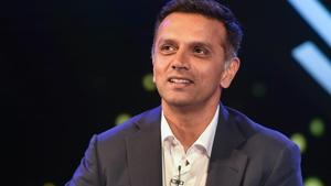 Rahul Dravid speaks at an event.(PTI) Rahul Dravid speaks at an event.(PTI)