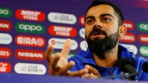 Virat Kohli during the press conference ahead of the ICC World Cup 2019 semifinals.(Action Images via Reuters) Virat Kohli during the press conference ahead of the ICC World Cup 2019 semifinals.(Action Images via Reuters)