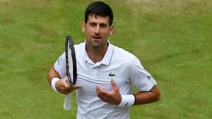 Serbia's Novak Djokovic celebrates after winning his fourth round match against France's Ugo Humbert.(REUTERS)