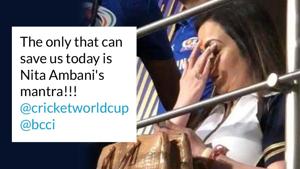 Twitter is reminded of Nita Ambani’s prayer during IPL 2019 finals.(Twitter/@bithin_roy) Twitter is reminded of Nita Ambani’s prayer during IPL 2019 finals.(Twitter/@bithin_roy)