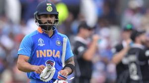 India's captain Virat Kohli leaves the pitch after losing his wicket.(AFP) India's captain Virat Kohli leaves the pitch after losing his wicket.(AFP)