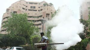 The MCG has deployed 16 workers and 26 fogging machines—two vehiclemounted and the rest handheld—across the city.(HT File Photo) The MCG has deployed 16 workers and 26 fogging machines—two vehiclemounted and the rest handheld—across the city.(HT File Photo)