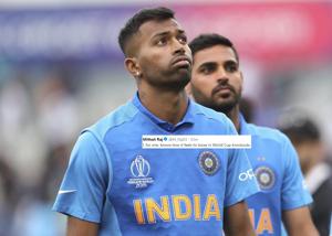 Hardik Pandya and Bhuvneshwar Kumar look visibly disappointed as India bow out of the World Cup.(AP) Hardik Pandya and Bhuvneshwar Kumar look visibly disappointed as India bow out of the World Cup.(AP)