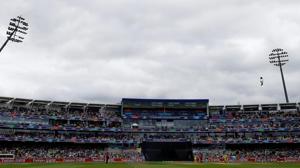 A plane displaying a message flies over Edgbaston during the ICC World Cup 2019 semifinal between England and Australia.(Action Images via Reuters) A plane displaying a message flies over Edgbaston during the ICC World Cup 2019 semifinal between England and Australia.(Action Images via Reuters)