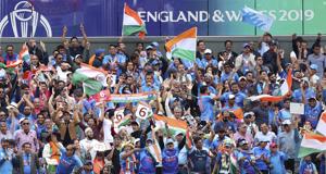 Indian supporters to fill up Lord’s stadium, which hosts the final, even though their team has been knocked out of the World Cup.(AP) Indian supporters to fill up Lord’s stadium, which hosts the final, even though their team has been knocked out of the World Cup.(AP)